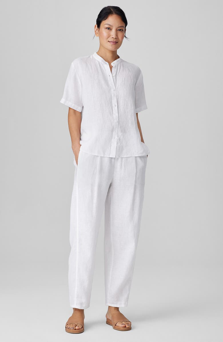 Eileen Fisher Organic Linen Ankle Lantern Pants, Alternate, color, White