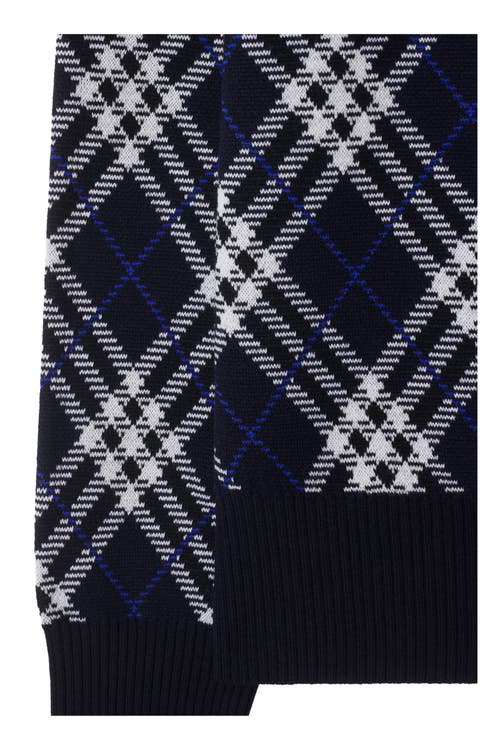 Burberry Diamond Pattern Knit Crewneck Sweater In Blue