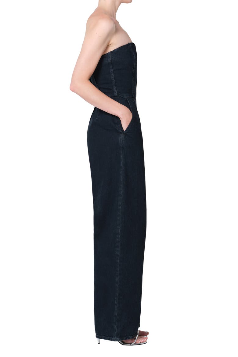 Agyness Strapless Wide Leg Denim Jumpsuit, Alternate, color, ILLUSION D BLU