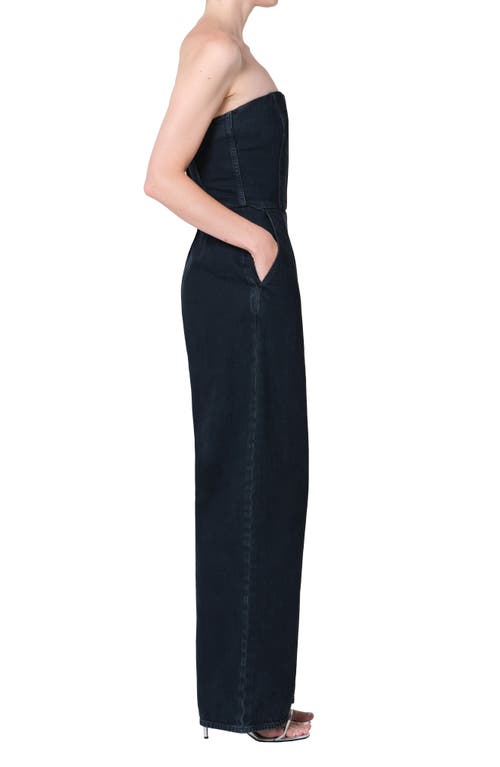 Agolde Agyness Strapless Wide Leg Denim Jumpsuit