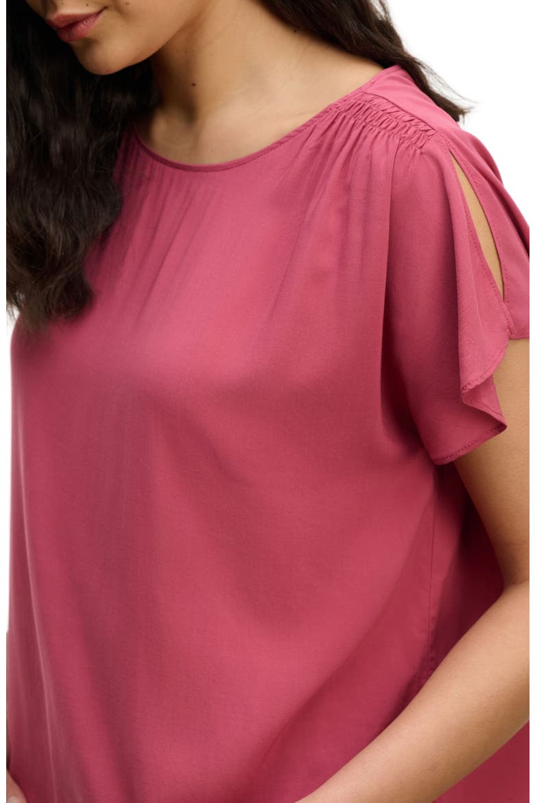 Smocked Shoulder Rayon Top, Alternate, color, GARNET PNK
