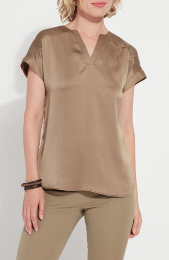 Lyssé Coraline V-neck Top In Olive Leaf In Brown