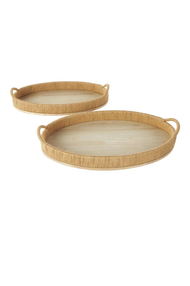 Set of 2 Oval Trays, Alternate, color, NATURAL
