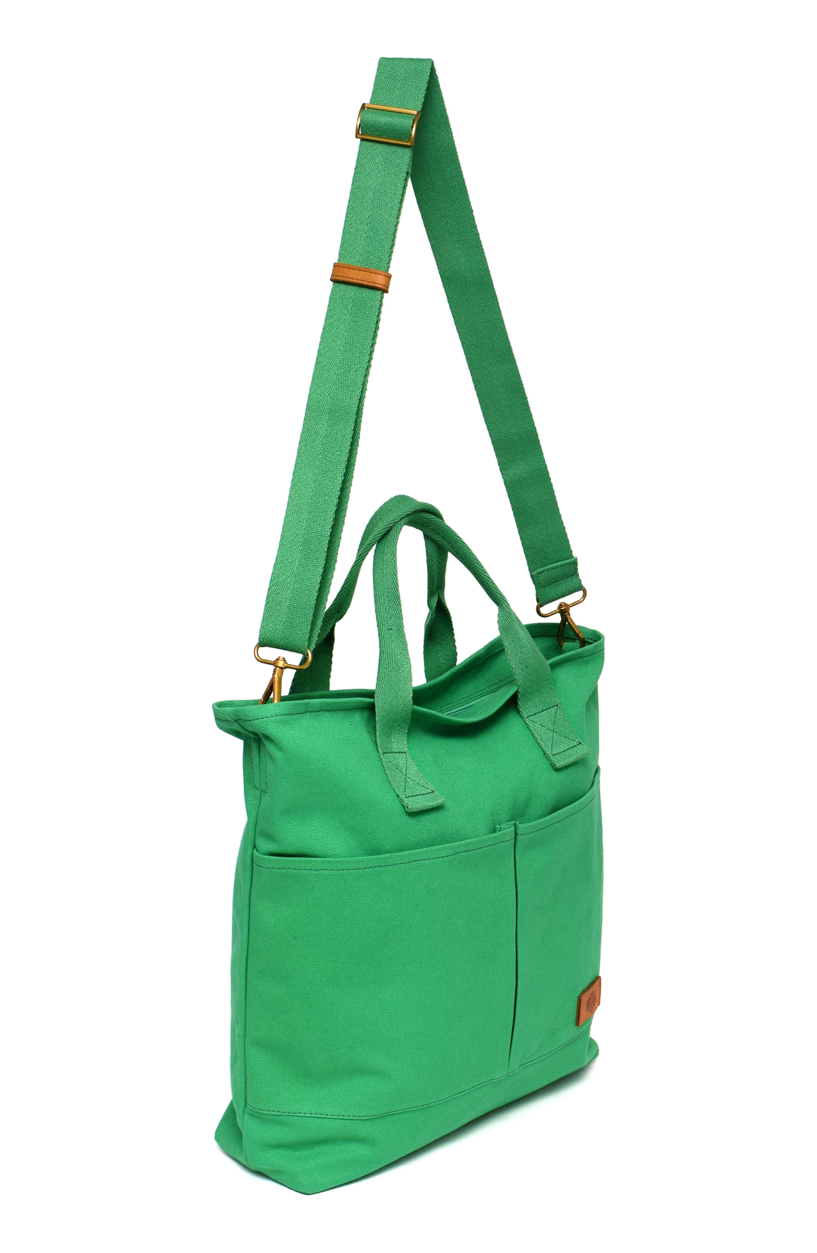 New Amsterdam Leatherworks Ayla Cotton Canvas Tote Bag, Alternate, color, Kelly