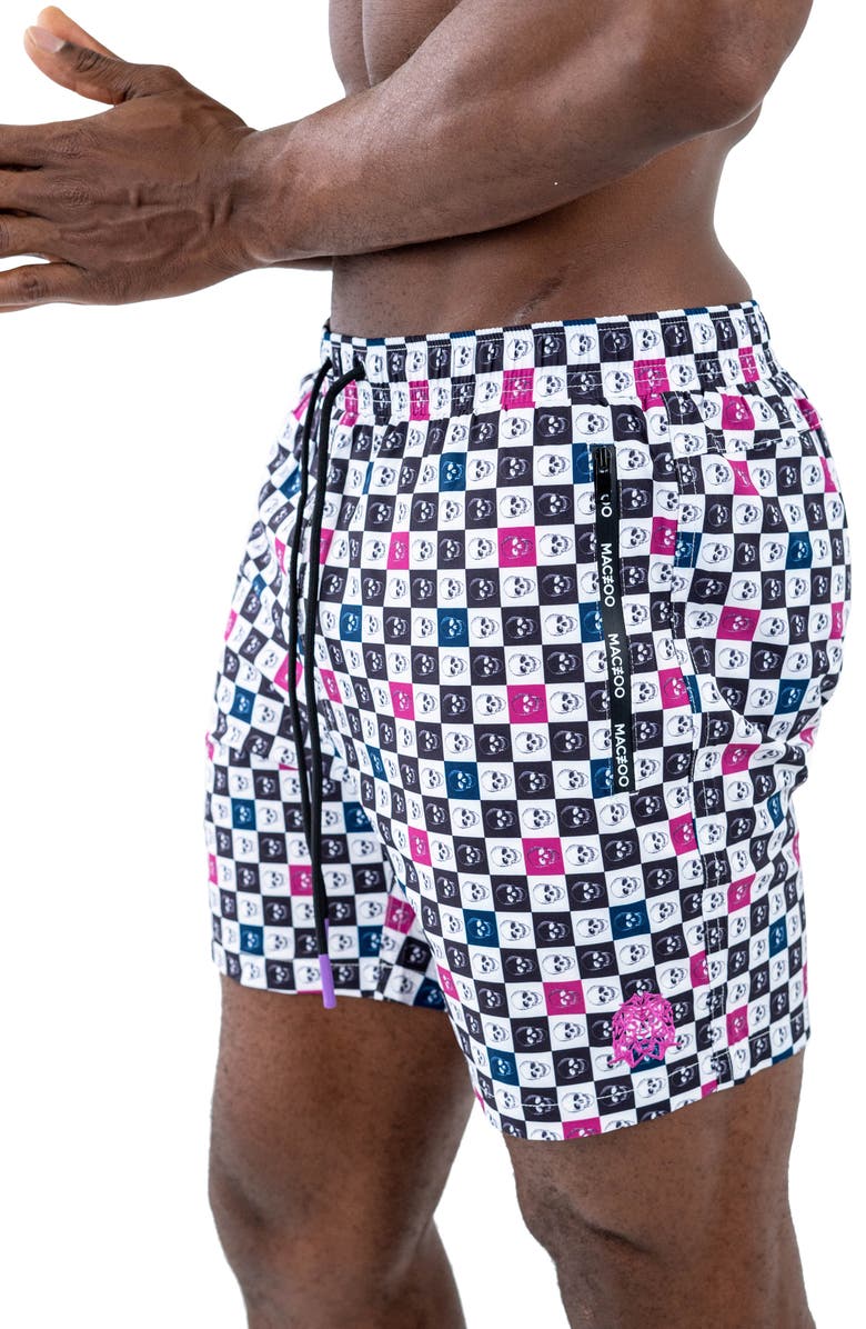 Maceoo Swim Lion Shades Skull Swim Trunks, Alternate, color, White
