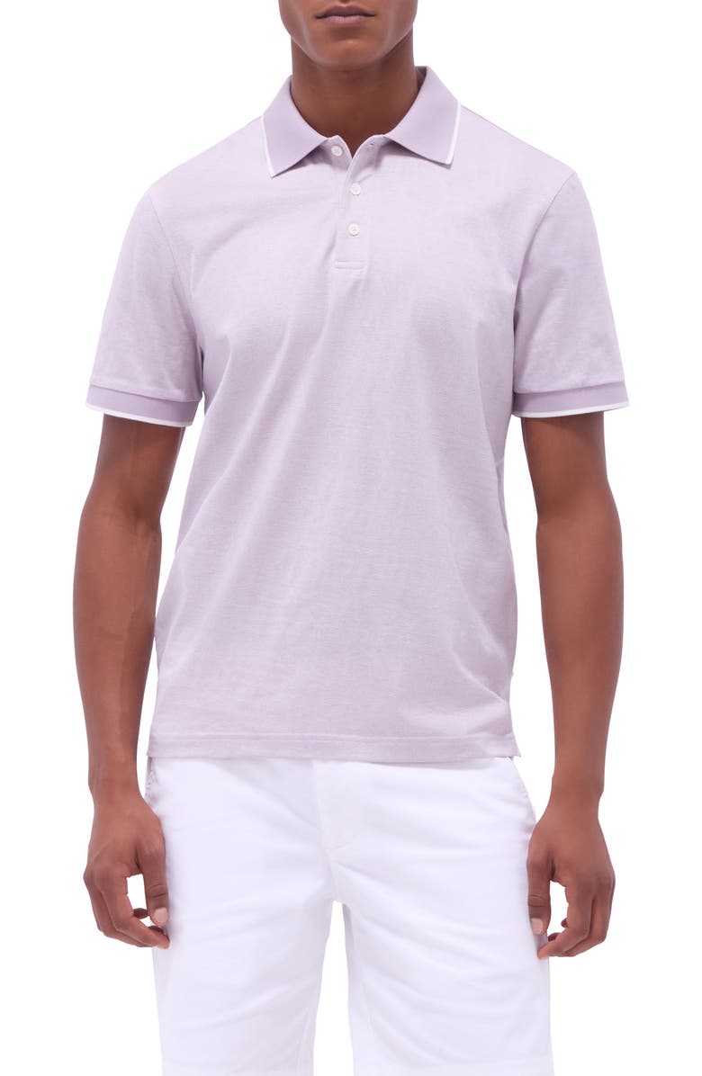 Bugatchi Tipped Piqué Cotton Polo, Main, color, Lilac
