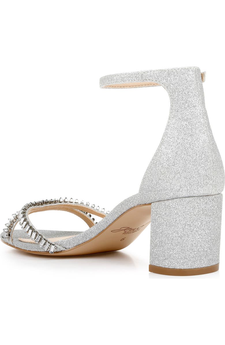 Jewel Badgley Mischka Joanne Embellished Block Heel Sandal, Alternate, color, Silver
