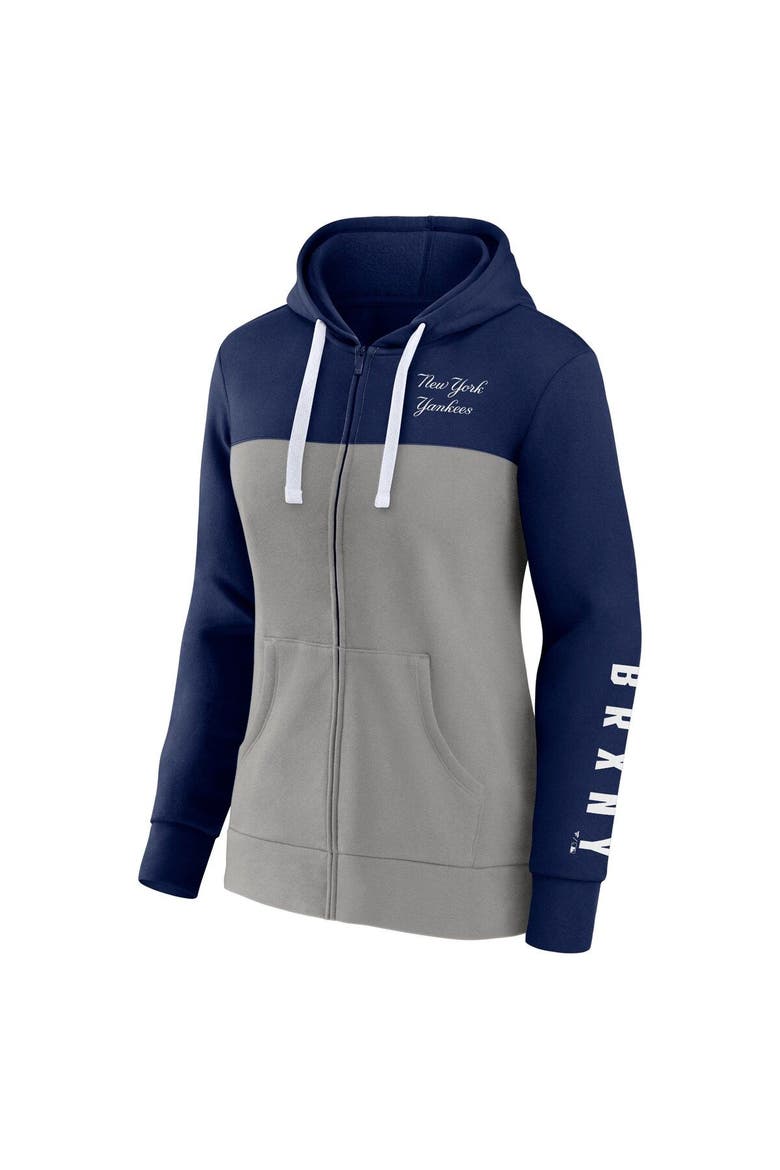 Women's Fanatics Branded Navy/Gray New York Yankees Take The Field Colorblocked Hoodie Full-Zip Jacket, Alternate, color, Navy