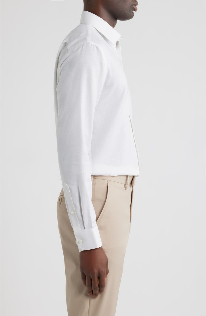 Nordstrom Trim Fit Premium Silk Herringbone Dress Shirt, Alternate, color, White Chambray Herringbone