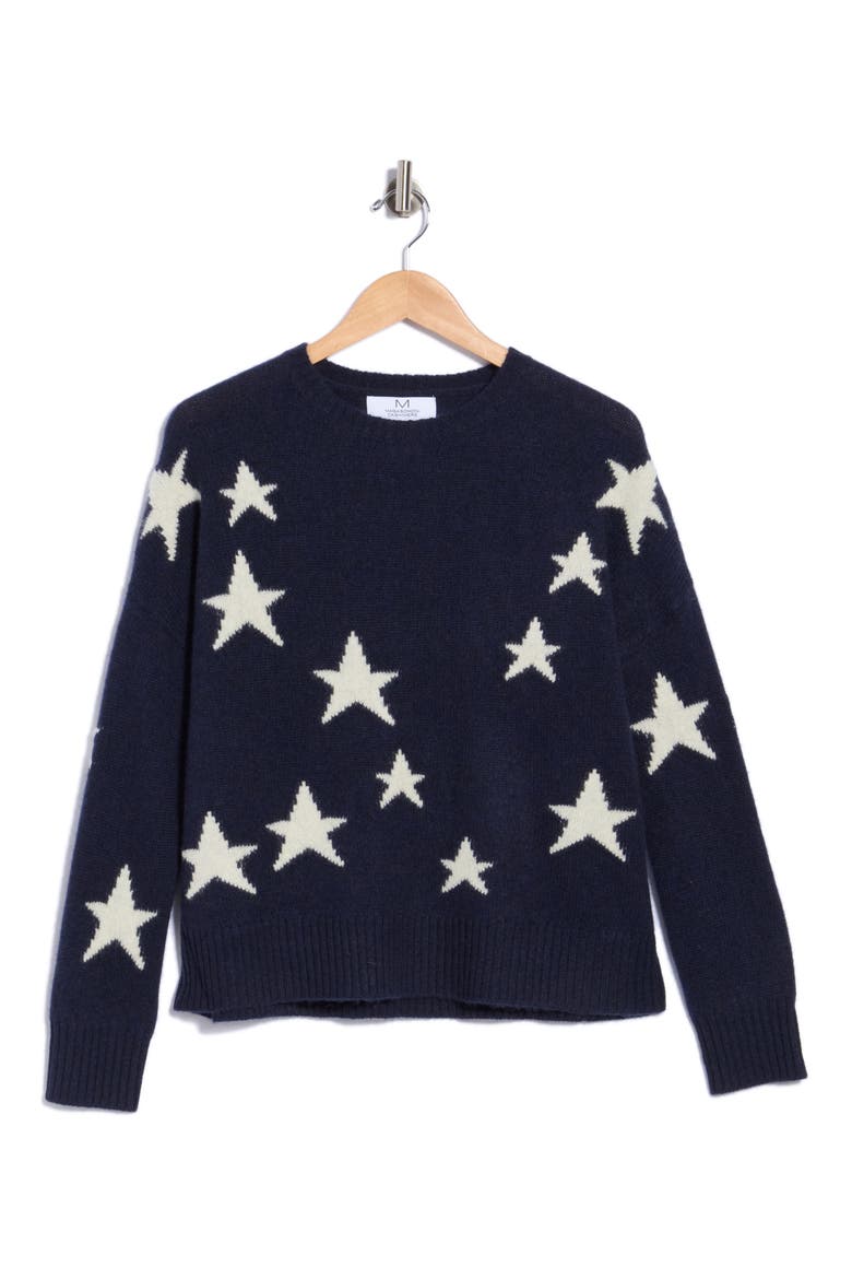 Star Cashmere Sweater, Alternate, color, NAVY INK/ SOFT BUTTER