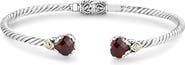 SAMUEL B. Sterling Silver & 18k Gold Garnet Heart Bangle