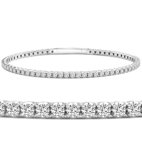 3Ct Round Diamond Flexible Oval Bangle Women's Bracelet 14k Gold Lab Grown