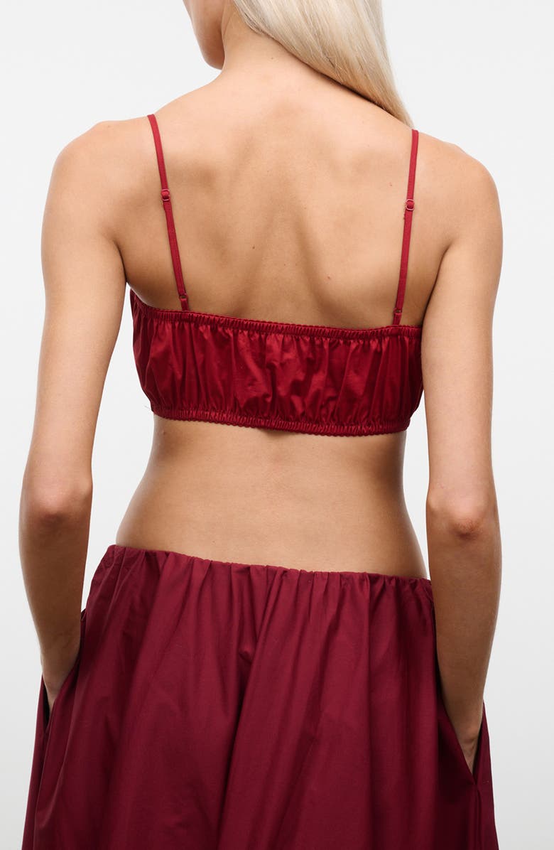 STAUD Fiore Stretch Cotton Bralette Top, Alternate, color, Rouge