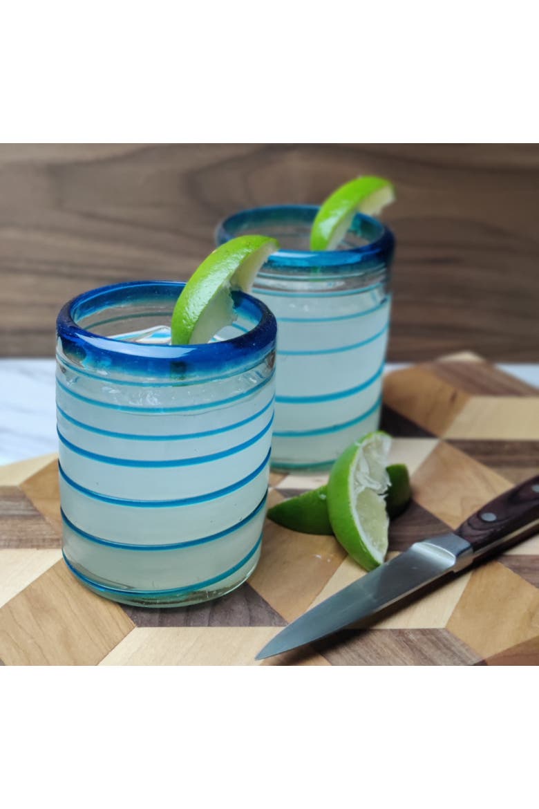 Tumbler Glasses with Spiral  - Set of 6 Tumbler, Alternate, color, Aqua