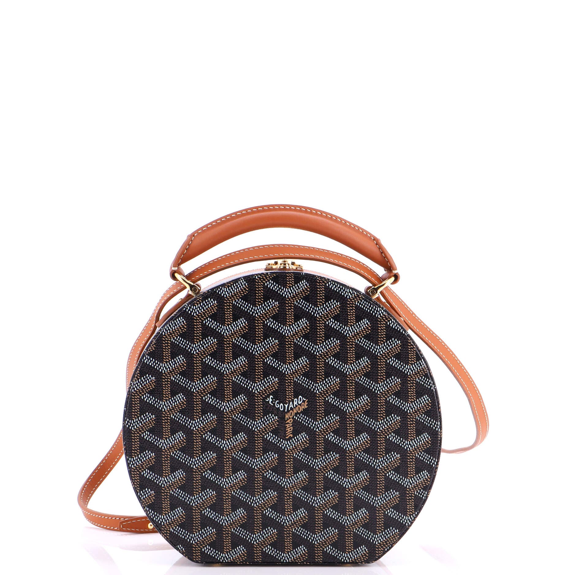 Pre-Owned Goyard Alto Hatbox Bag Coated Canvas, Alternate, color, Brown