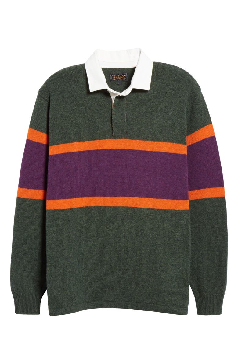 BEAMS Plus Rugby Stripe Wool Sweater, Main, color,