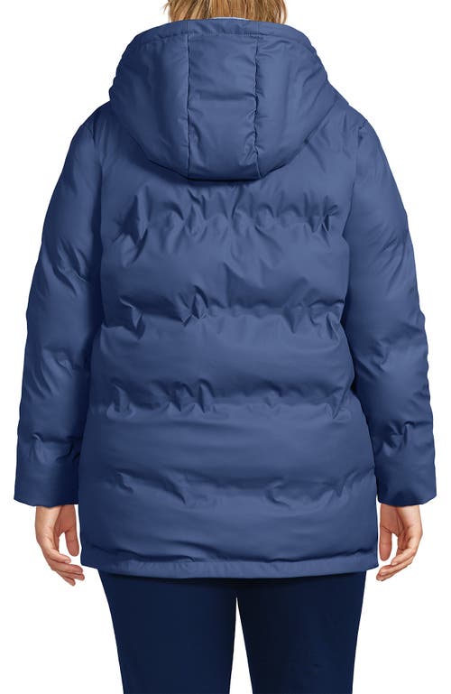 Lands' End Plus Size Squall Insulated Slicker Puffer Jacket In Light Indigo Blue