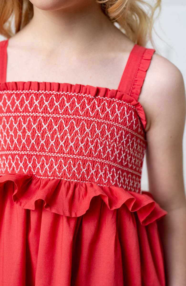 Hope & Henry Girls' Organic Smocked Sundress, Toddler, Alternate, color, Soft Red Solid