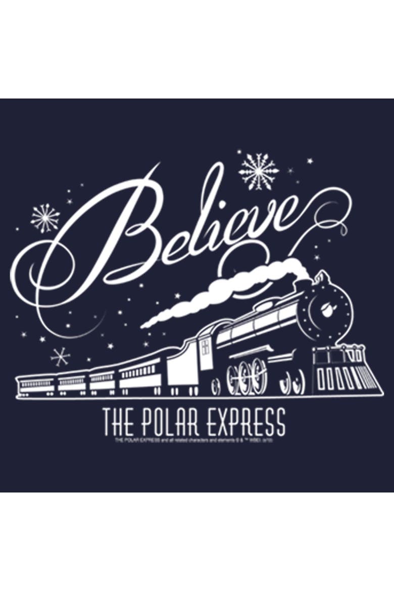 Women's Polar Express Believe Train  Graphic T-Shirt, Alternate, color, Navy Blue