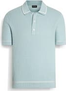 ZEGNA Premium Cotton Waffle Stitch Polo Sweater