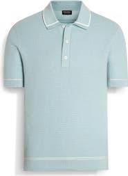 ZEGNA Premium Cotton Waffle Stitch Polo Sweater