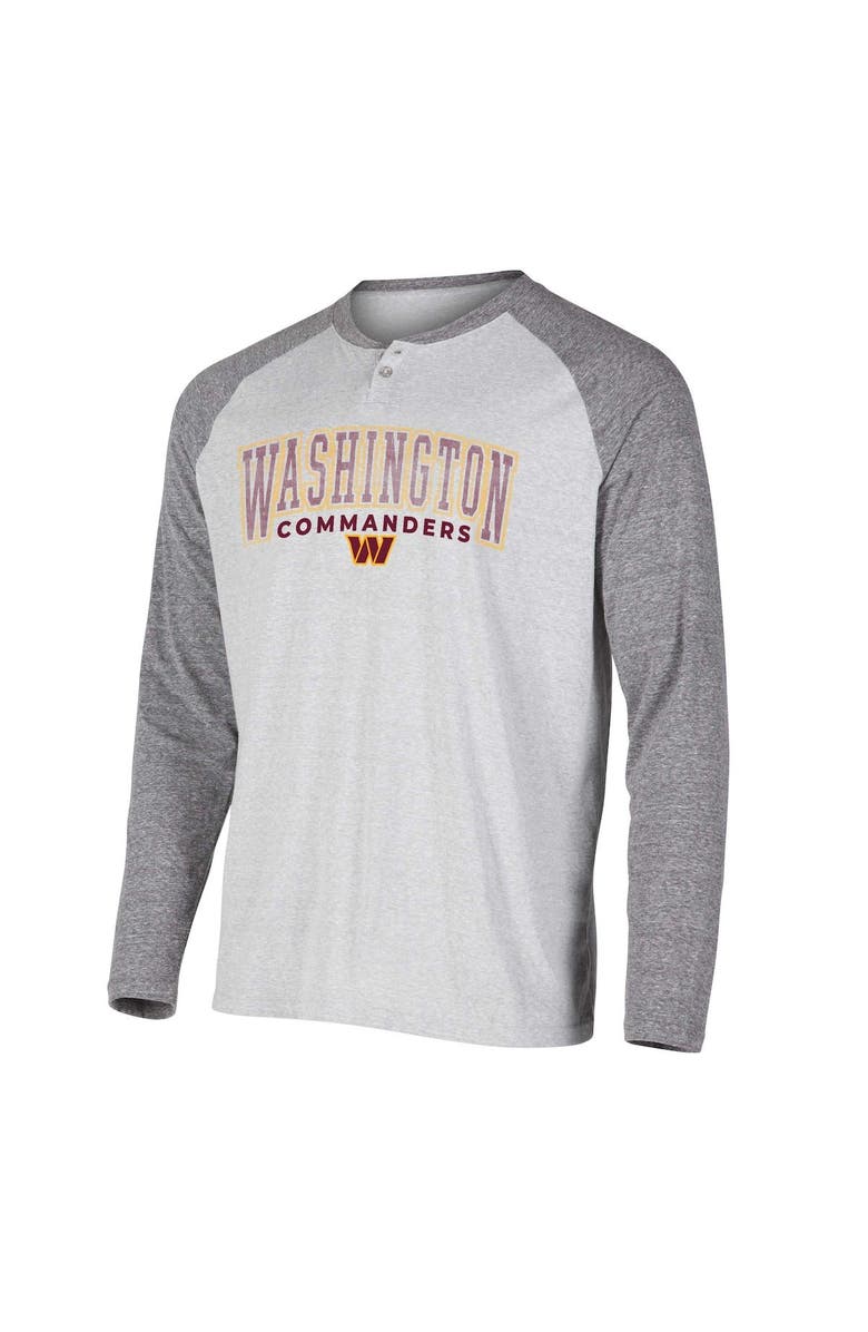 CONCEPTS SPORT Men's Concepts Sport Heather Gray Washington Commanders Ledger Raglan Long Sleeve Henley T-Shirt, Alternate, color,