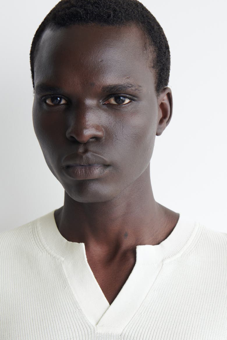 Open-collar Henley T-shirt, Alternate, color, OFF-WHITE