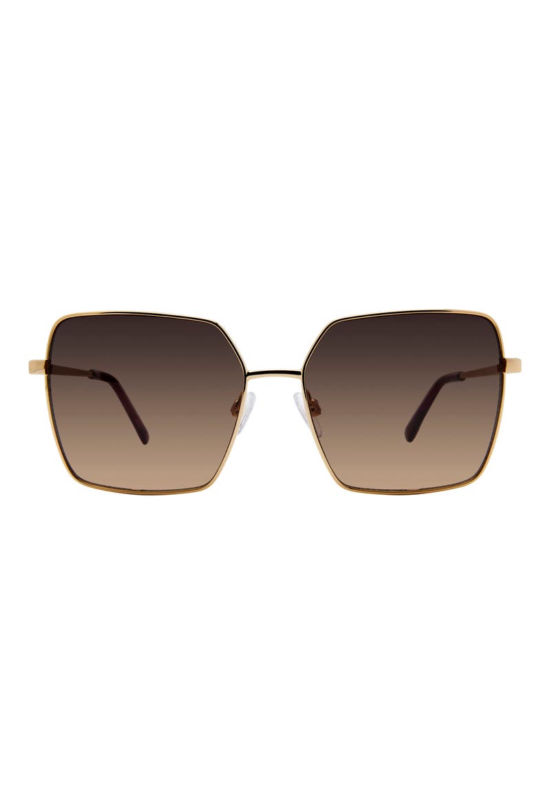 58mm Square Sunglasses, Main, color, GOLD CRYSTAL PURPLE/ BROWN
