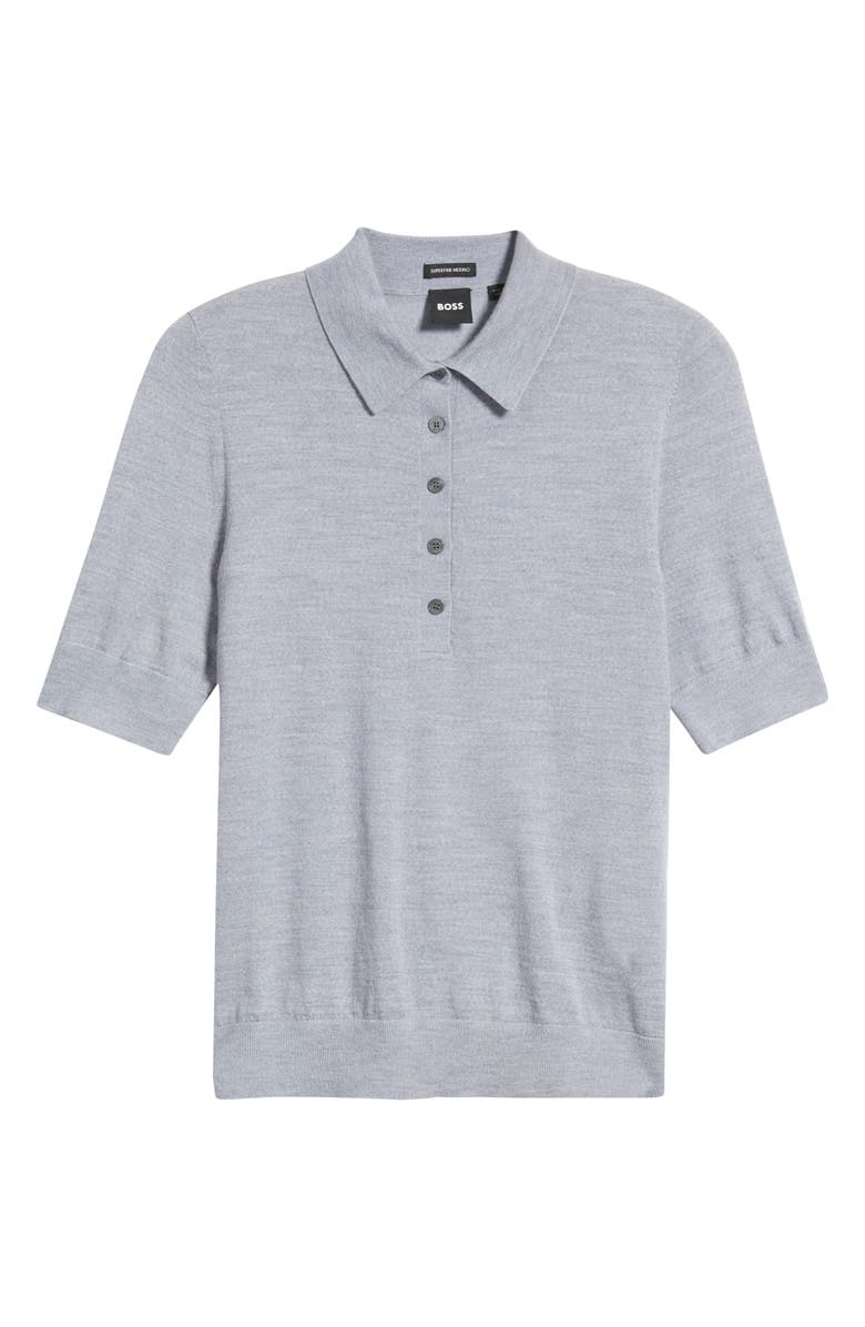 BOSS Fidenka Virgin Wool Polo Sweater, Alternate, color, Glacier Grey