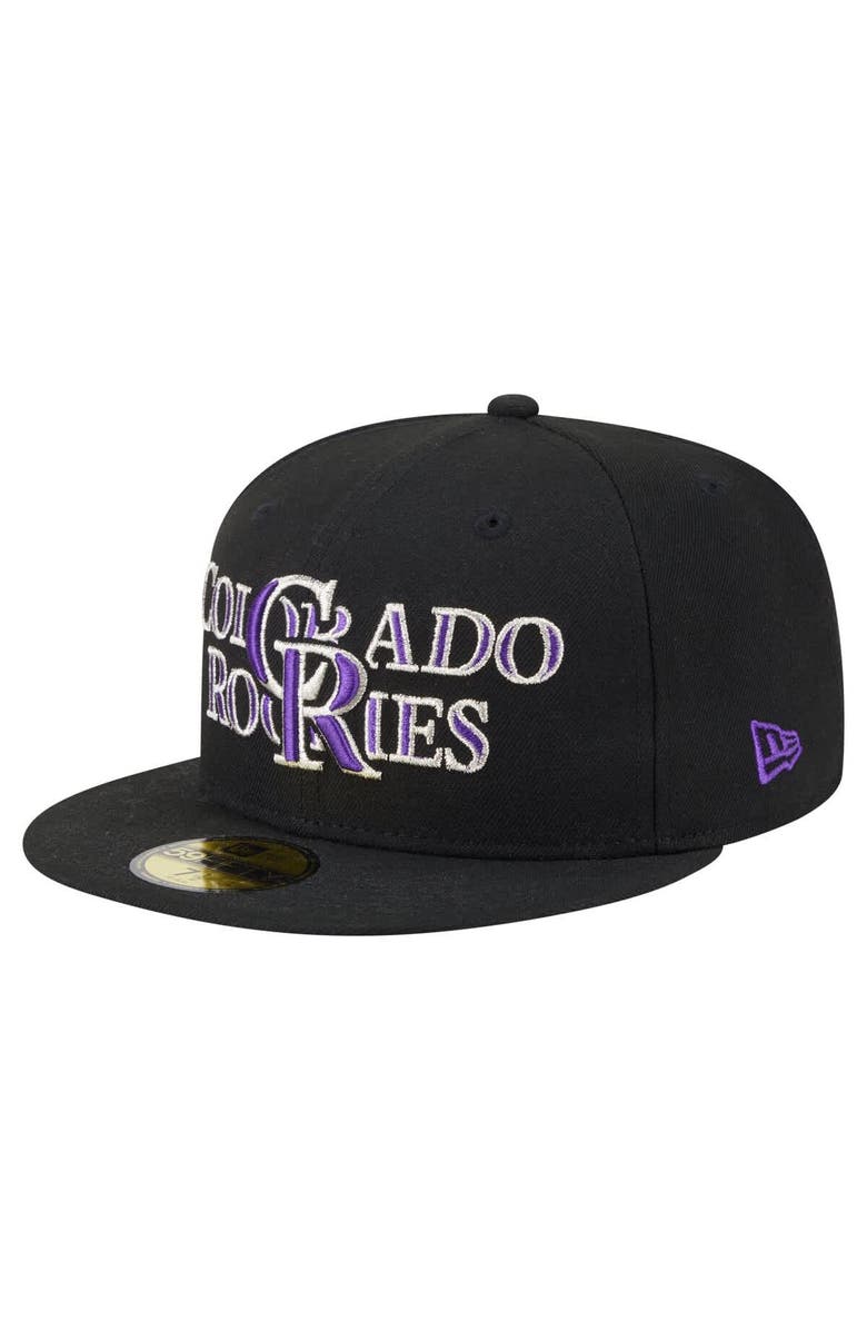 New Era Men's New Era Black Colorado Rockies Overlap 59FIFTY Fitted Hat, Main, color, Black
