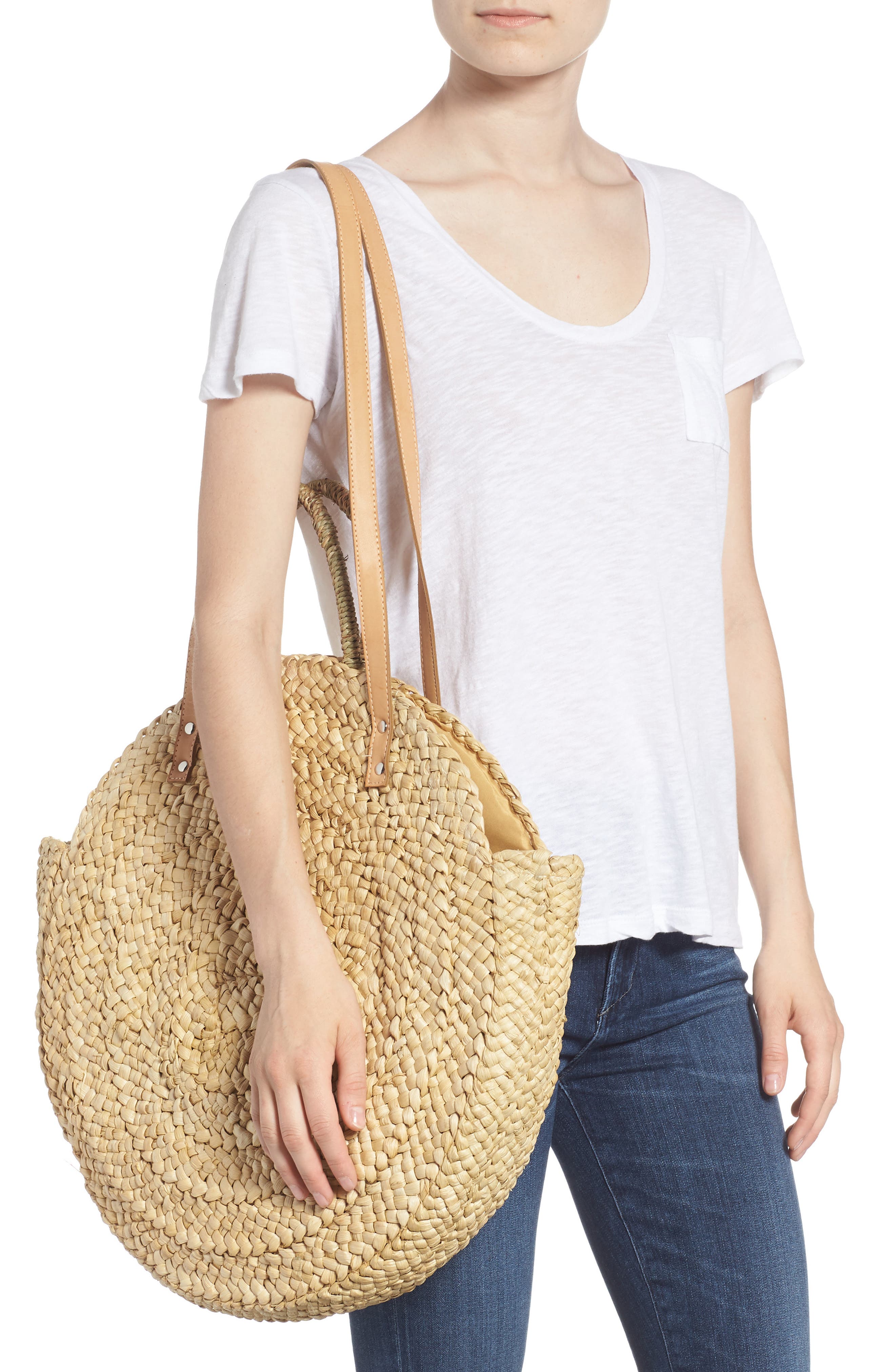 Circle Straw Tote, Alternate, color, NATURAL