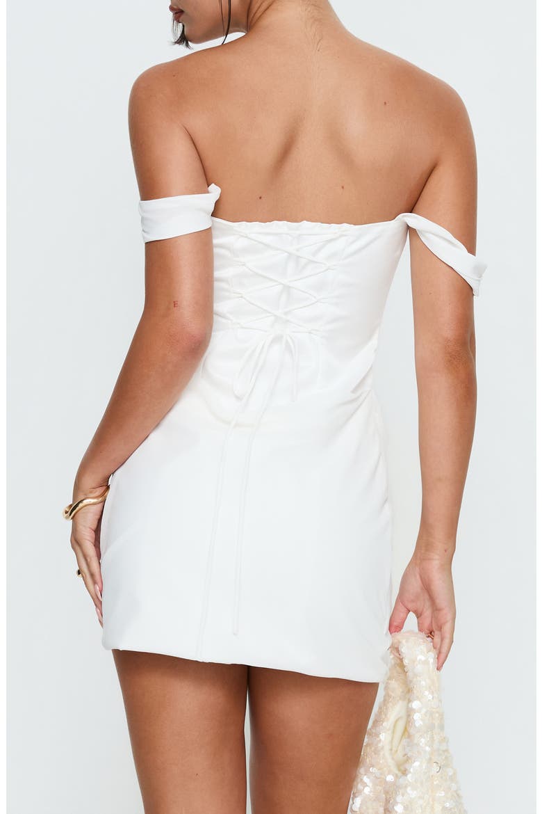 Joslyne Off the Shoulder Corset Minidress, Alternate, color, WHITE