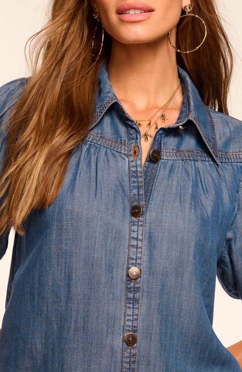 Ramy Brook Noah Chambray Short Sleeve Top In Blue