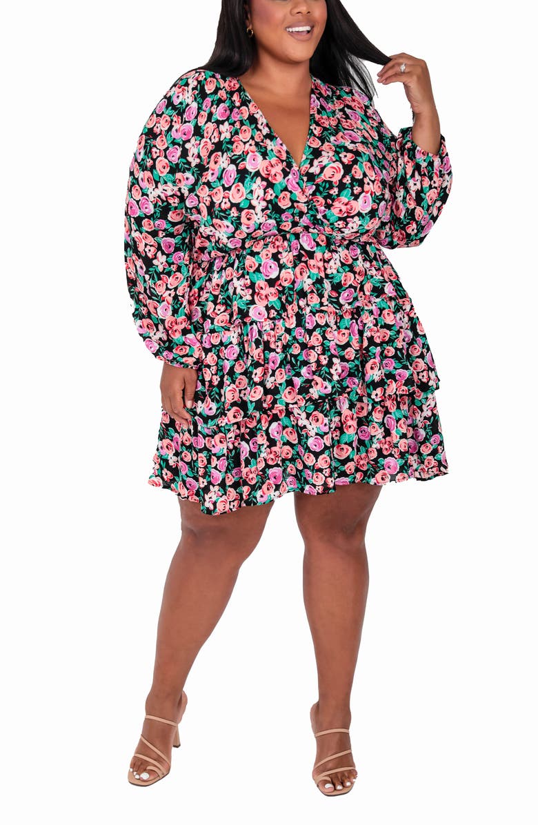 KIN by Kristine Floral Long Sleeve Dress, Alternate, color, 
