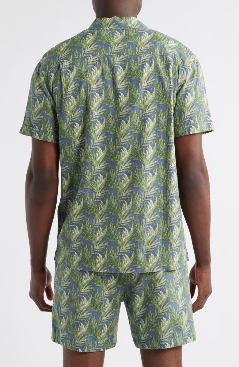 Rails Atlas Seaweed Print Linen Blend Camp Shirt, Alternate, color, Slate Seaweed