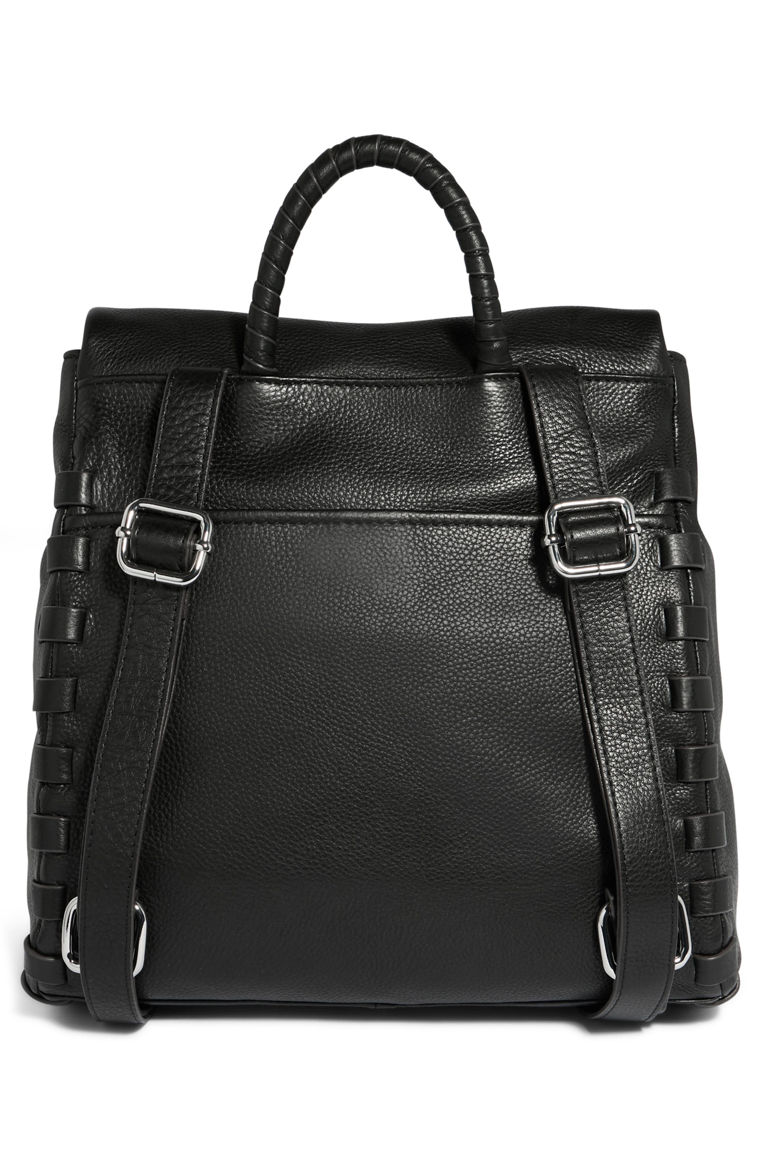Zen Leather Backpack, Alternate, color, BLACK