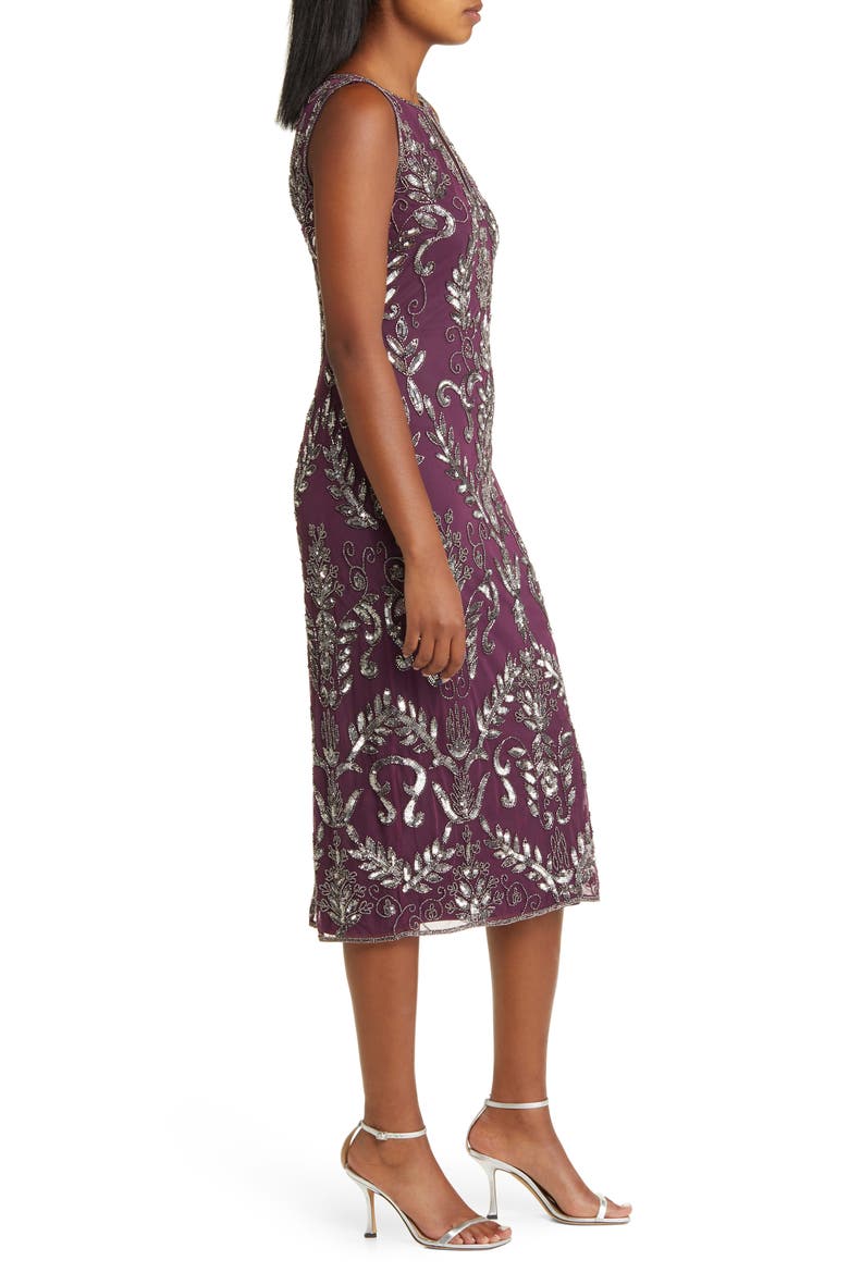 Embellished Midi Cocktail Dress, Alternate, color, PLUM