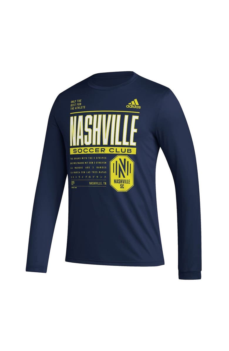 adidas Men's adidas Navy Nashville SC Club DNA Long Sleeve AEROREADY T-Shirt, Alternate, color, Navy