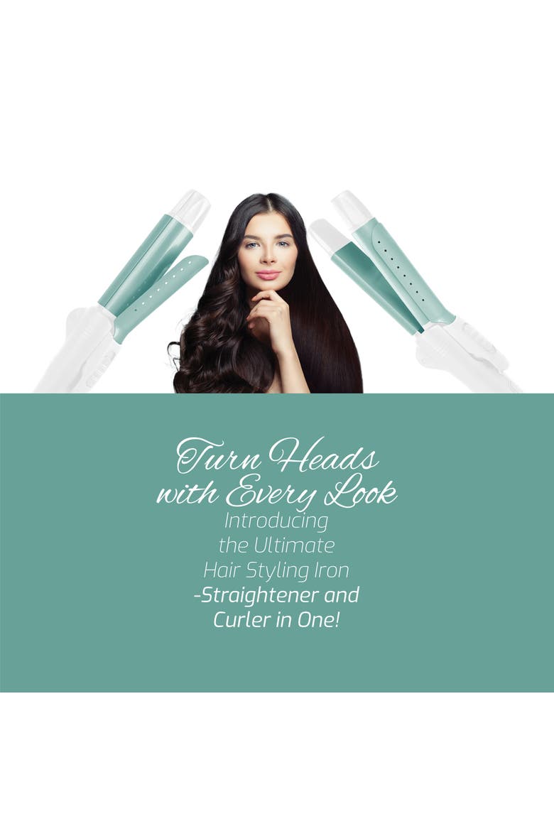 Hair Straightener and Curler, Alternate, color, Aqua