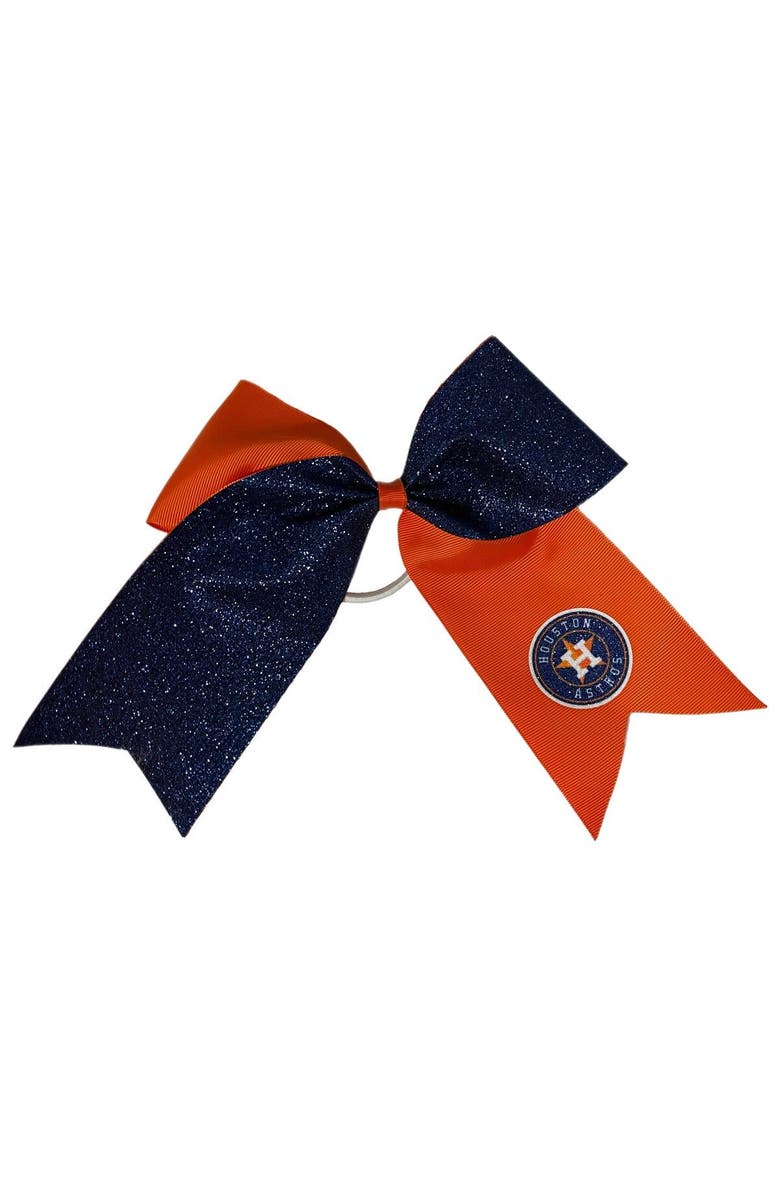 USA LICENSED BOWS Houston Astros Jumbo Glitter Bow with Ponytail Holder, Main, color, 