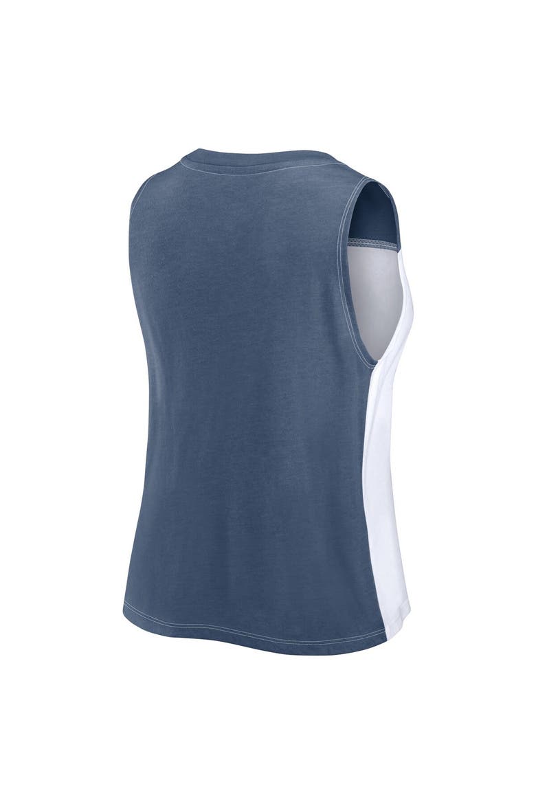 Women's Fanatics Branded Navy/White Denver Broncos Script Color Block Tank Top, Alternate, color, Navy