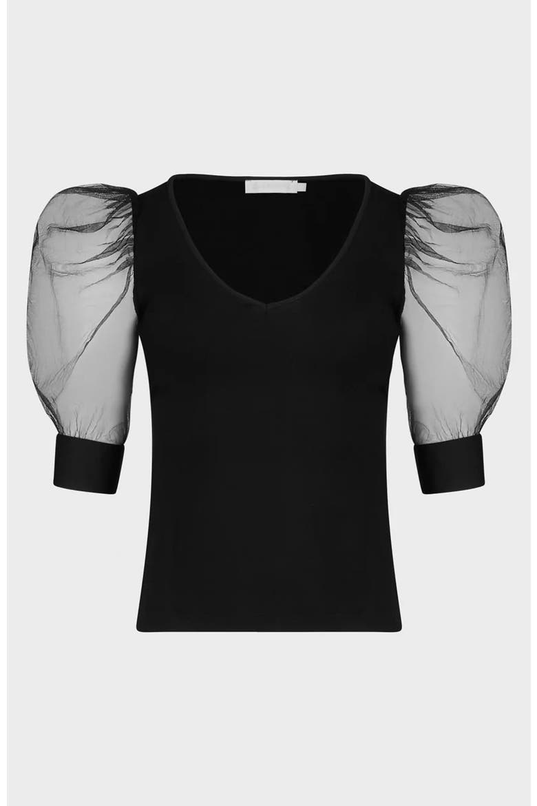 Aerial V-Neck Top, Alternate, color, Black