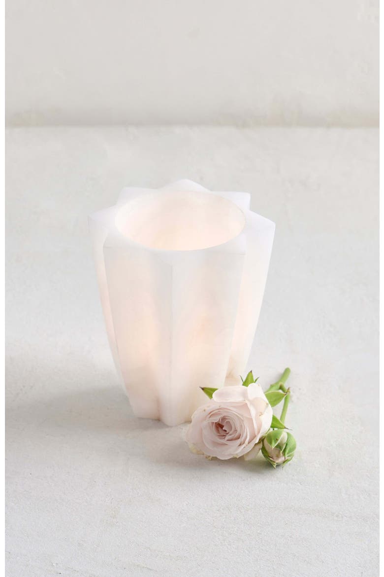 Tara Alabaster Votive Cup, Main, color, White
