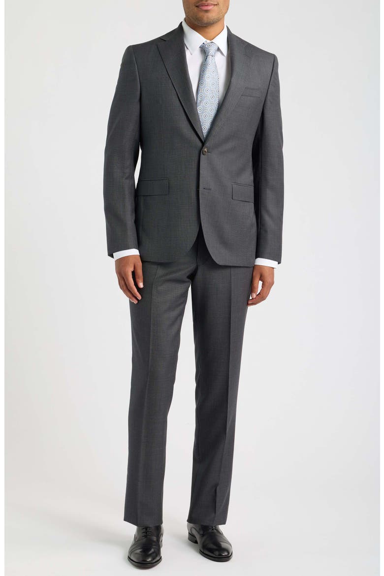 Esprit Birdseye Wool Suit, Main, color, GREY