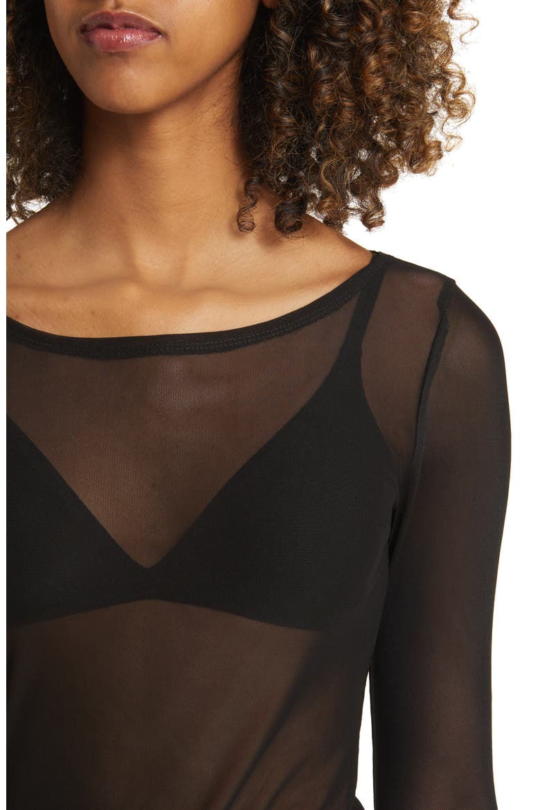 Boat Neck Mesh Top, Alternate, color, BLACK NIGHT