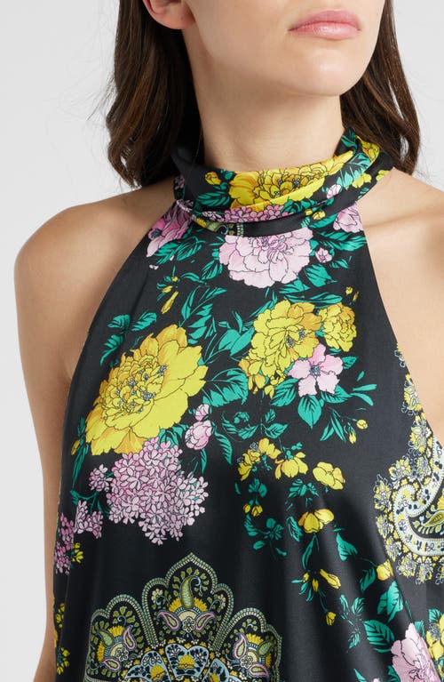 Kobi Halperin Genesis Neck-tie Paisley Maxi Halter Dress In Black Multi
