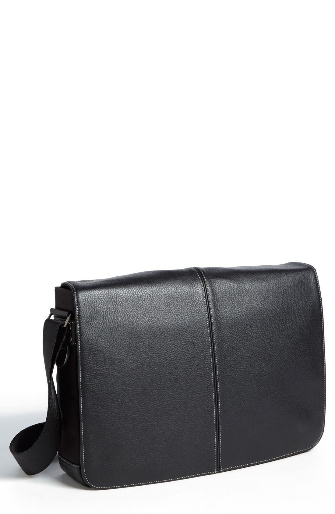 BOCONI Tyler Slim Leather Laptop Messenger Bag, Main, color, 
