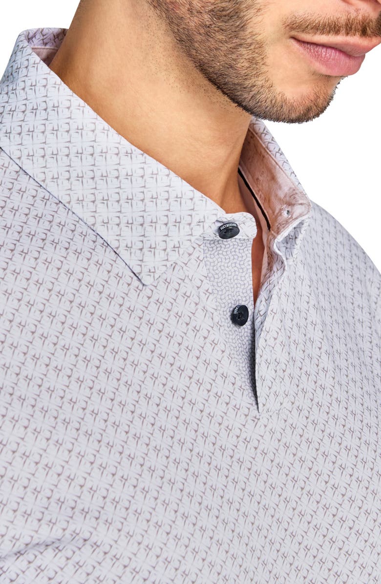 Brooklyn Brigade Slim Fit Geo Short Sleeve Polo, Alternate, color, White