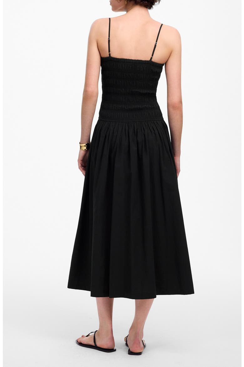 Smocked Cotton Poplin Maxi Dress, Alternate, color, JET BLACK