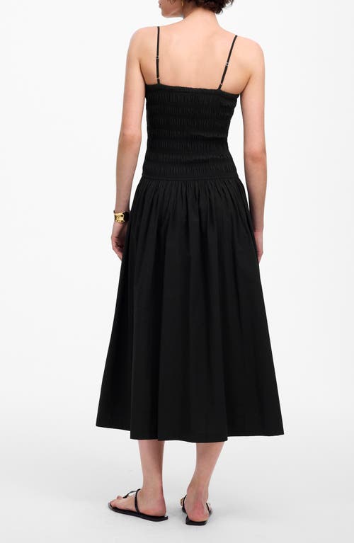 Madewell Smocked Cotton Poplin Maxi Dress In Black